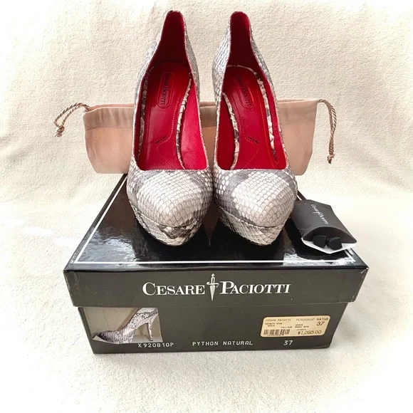 Stunning Cesare Paciotti Python Platform Heels - Picture 1 of 12